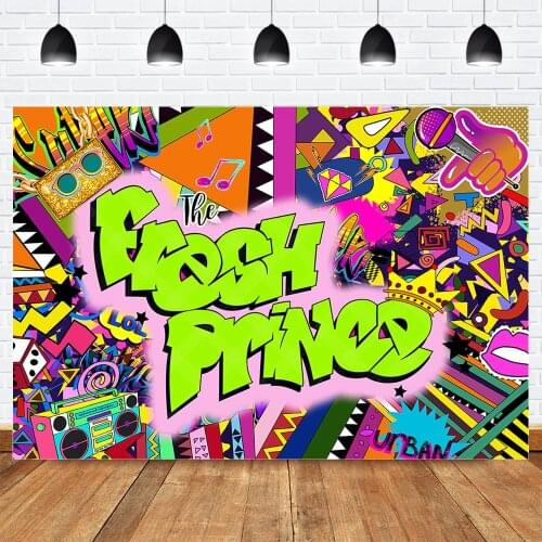 Graffiti Themed Fresh Prince Backdrop for Photography Photocall Hip Pop Glow Party Banner Photo Background Retro Style Backdrop