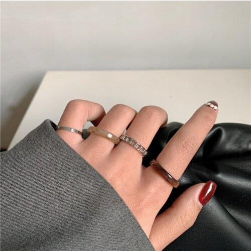 Hip hop / 4 PCS New Punk Restoring Ancient Ways Ring Finger Ring Geometry Women Jewelry Party Present