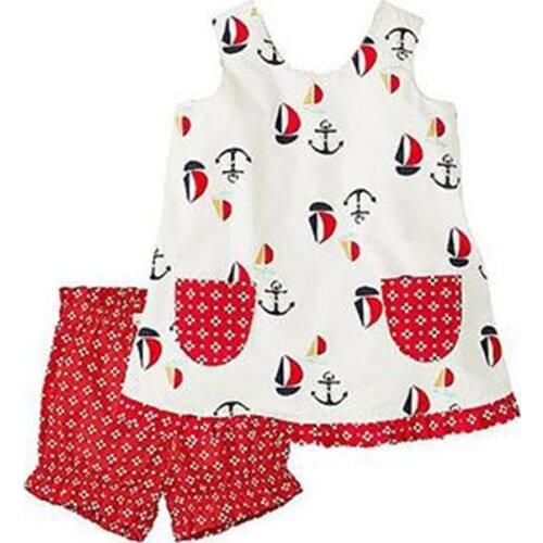 Little Maven New Summer Brand Children Anchors Boats O-neck Sleeveless Vest Short Quality Cotton Knitted Girls Casual Sets