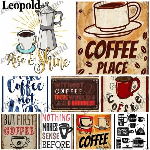 Coffee Machine Metal Tin Plate Vintage Letter Poster Coffee Cup Metal Plaque Restaurant Kitchen Dessert Shop Home Decoration