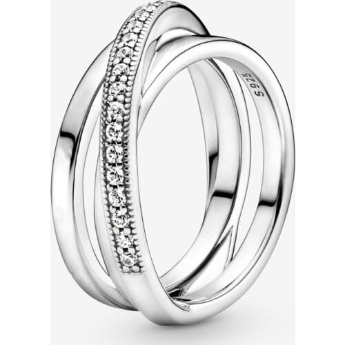Fashionable new 925 sterling silver set interlaced three-ring ring to send girlfriend gift