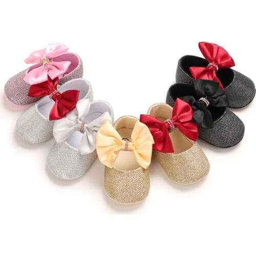 Lovely Baby Moccasins Moccs Shoes Anti-Slip Crib Shoes Girls Solid Bowknot Footwear Newborn Walking Shoes Spring First Walkers
