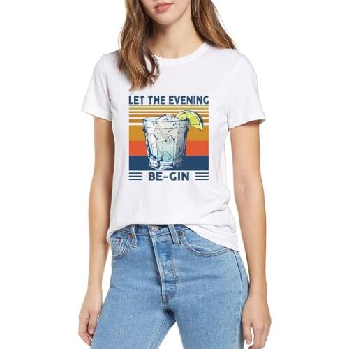 New Martini Cocktail Let The Evening Be Gin Funny Vintage Mens O-Neck T-Shirt Cotton Tee Women high quality cotton sweatshirt