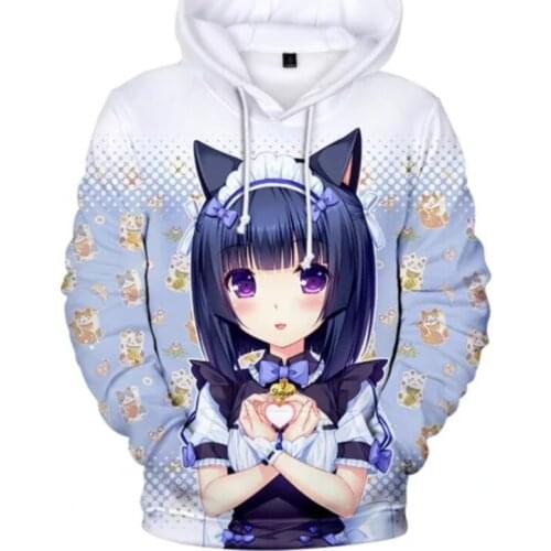 2020 New NEKOPARA Games Hoodie 3D Cartoon Hoodies Sweatshirts women Casual Hoodie 3D Anime Pullovers Boys/girls cute Outwear