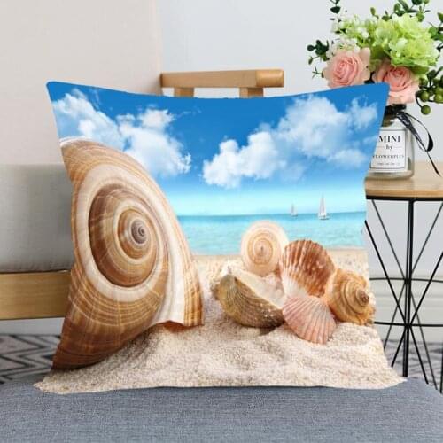New Arrival Beach shells Pillowcase Wedding Decorative Pillow Cover Custom Printed Soft Satin Fabric Pillow Cases Not Fade