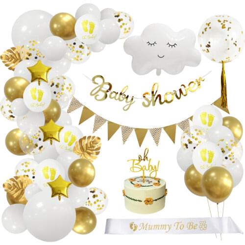 OH BABY SHOWER Boy Balloon Banner Paper Flower Ball Scene Decoration Supplies IT’S A BOY Elephant Banner Pull Flag Pendant sm04