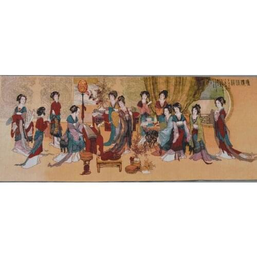 Original ART # TOP COLLECTION # CHINA Nation Su Embroidery Beautiful ancient ladies painting--Handicraft # 160CM LONG LARGE