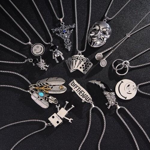 Hip Hop Necklace Titanium Steel Fading Cross Pendant Ladies Fashion Party Accessories Black Military Style Clavicle Chain New