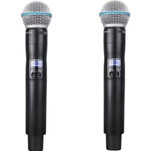 Handhleds of QLX-24D High Quality Profeesional dual Wireless Microphone System stage performances a two wireless microphone