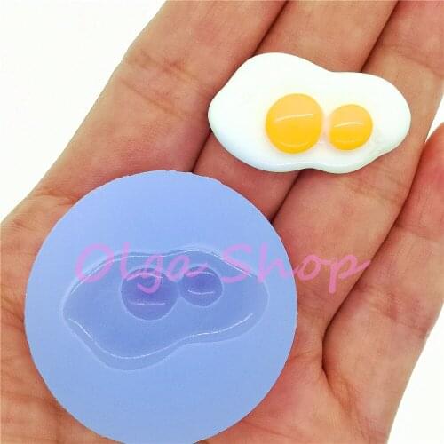 PYL992 30.3mm x 17.6mm Fried Eggs Double-Yolked Egg Silicone Mold Resin Clay Craft Candy Chocolate Soap Aromatherapy Fondant DIY
