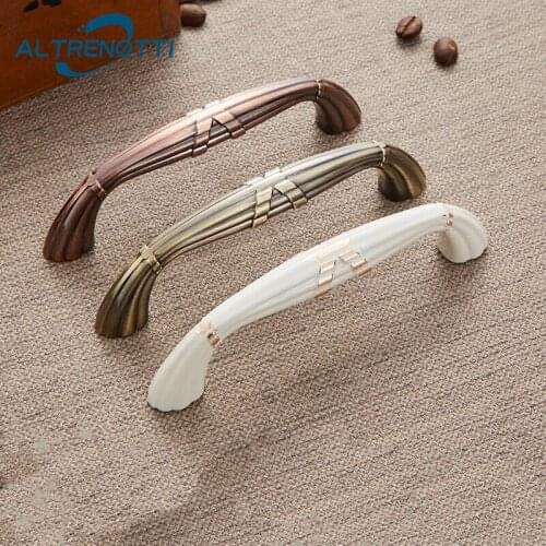 Furniture Handle Zinc Alloy Ceramic Vintage Simple Wardrobe Kitchen Door Pull Cupboard Drawer Cabinet Closet Room Knob Hardware
