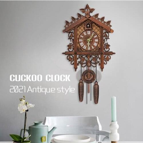 Handcraft Forest Clock Wood Cuckoo Clock Swing Wall Home Clock Decor Gift
