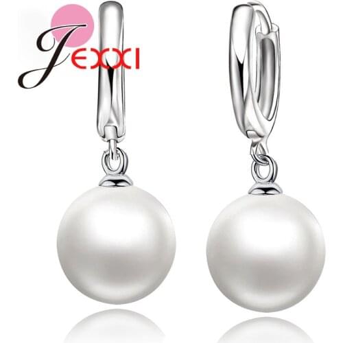 Refinement Round Shape Pearl Drop Earrings 925 Sterling Silver Romantic Sweet Pretty Gifts Iconic Women Top Quality