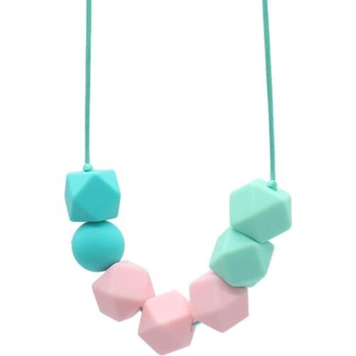 Mommy Silicone Teething Necklace With Chew Beads For Baby Teethers BPA Free Nursing Necklace Infant Toys