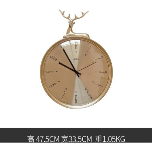 Nordic Luxury Copper Wall Clock Living Room Deer Fashion Creative Gold Wall Watch Mute Art Living Room Large Decoration AB50ZB