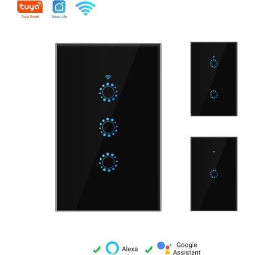 Tuya WiFi Smart Switch Touch Wall Panel Light Switch US AU Remote Control with Alexa Google Home 1/2/3 Gang