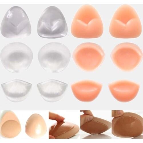 1 Pair Push Up Silicone Triangle Bikini Swimsuit Bra Insert Pads Bra Pads Pasties Invisable Breast Enhancer Lingerie Dropship
