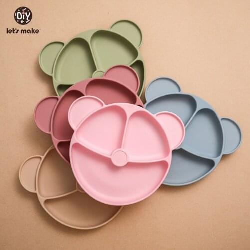 Lets Make Baby Bear Series Tableware Food Grade Silicone Waterproof Dinner Plate Non-slip Edible Bowl BPA Free Children Feeding