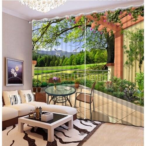 3D Curtain Photo Customize Size Balcony Coffee Table Nature Wind Landscape Curtains For Bedroom Curtains For Living Room