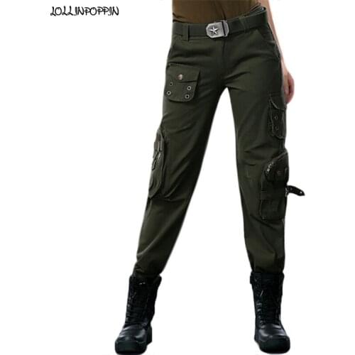 Military Style Women Army Green Pants 2020 New Multi-Pockets Ladies Camouflage Trousers Straight Fit Women Cargo Pants