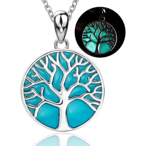 Xiaojing Sterling Silver 925 Tree of Life Chain Pendant Necklace with Glowing Enamel Fashion Jewelry for Women Free Shipping