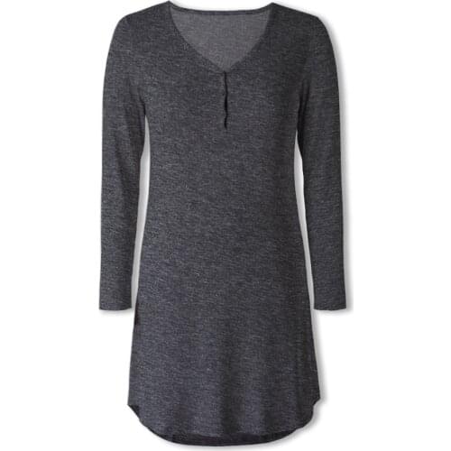 Neatie Kiddie Solid Casual Women Nightgowns Long Sleeve O-neck Home Clothes Sleep Dress Female Night Sleep Wear Dress