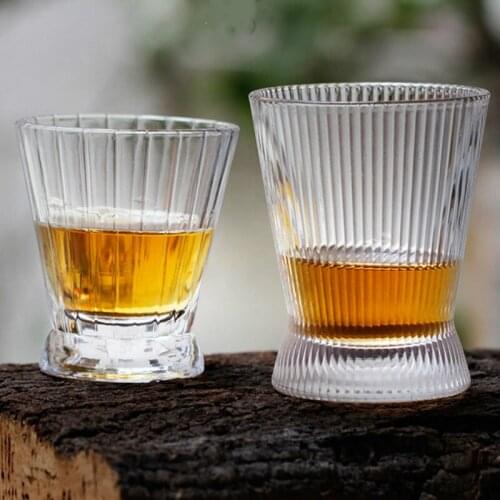 100-175ml Boutique Vintage Whiskey Wine Glass Piano with Vertical Stripes Design Japan Classical Shot Glass Vodka Tasting Cup