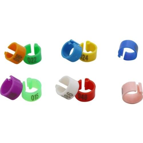 100 Pcs Bird Clip Ring 8mm Plastic Digital Markup Parrot Pigeons 10 Colors Marking Ring No.1-100 Bird Training Tool
