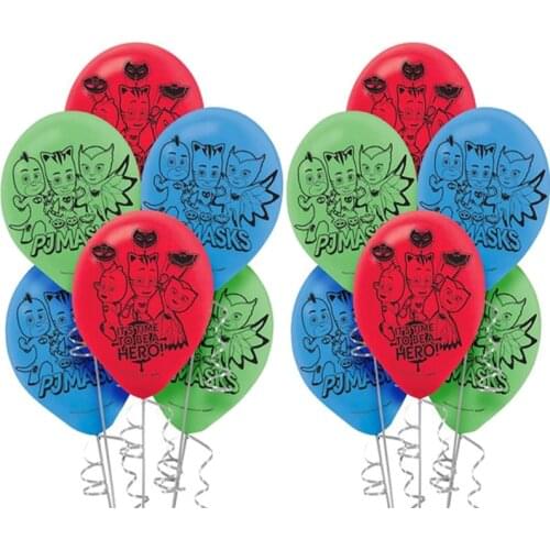 12pcs/set Cartoon Masks Green Blue Red Balloons Toys Cosplay Party Decoration Latex Ballon Hero Gift For Children Happy Birthday