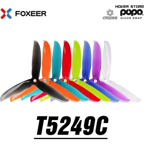 16 pcs / 8 pair DALPROP CYCLONE T5249C T5249BN 5249 Tri Blade Propeller Compatible POPO System Propeller for FPV Racing Drone