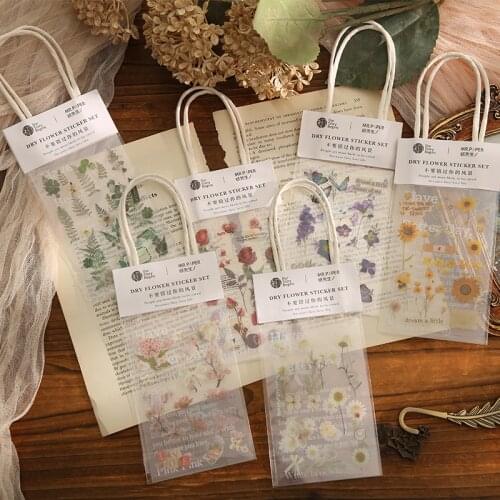 3 Sheets Green Plants And Flowers Style Stickers For Label Diary Stationery Album Journal Planners