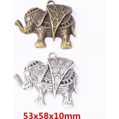 3 pieces of retro metal zinc alloy elephant pendant for DIY handmade jewelry necklace making 7496