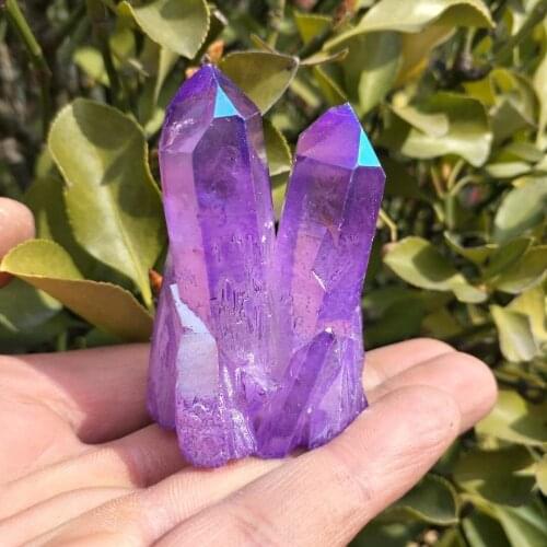 50-60g Rare beautiful purple flame aura quartz crystal cluster specimen wedding decoration aquarium