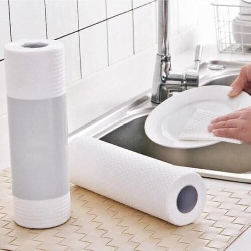 50pcs/Roll Absorbent Kitchen Paper Towels, Eco Friendly Washable Household Cleaning Cloths Food Oil Absorbing Papers Dish Rag