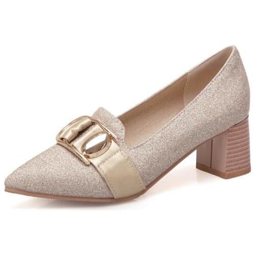 Big Size 11 12 13 14 15 16 17 ladies high heels women shoes woman pumps Metal Decoration with Cut and Shallow Mouth