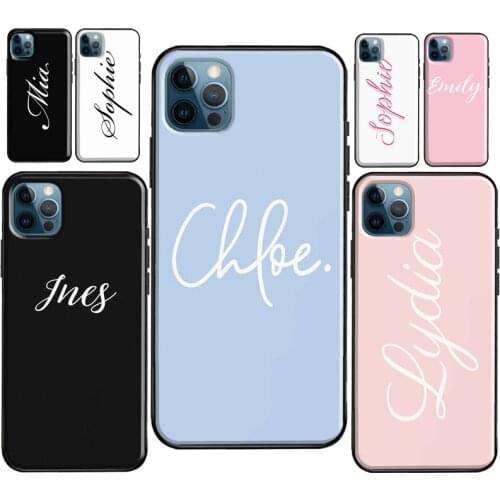 Personalized Signature Name Custom Monogram Case For iPhone 12 Pro Max mini XR X 6S 7 8 Plus SE 2020 For iPhone 11 Pro Max Coque