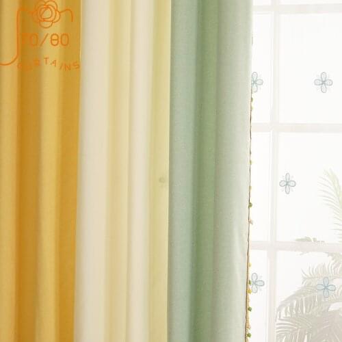 Childrens Room Solid Color Lace Stitching Cotton and Linen Window Screen Curtains for Living Room Bedroom Custom Finished