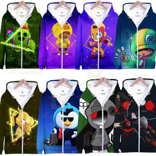 Kids Zip Up Hoodies Sweatshirts Star Clothes Leon Spike Crow Kids Zipper Hoodie 3D Game Character Child Star Sweatshirt