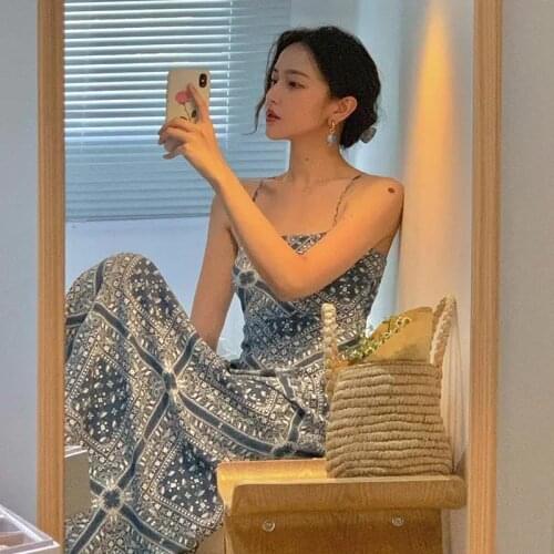 Elegant Camisole Dress Women Summer Bohemian Sexy Sleeveless Dresses Vacation Spaghetti Strap Long Dresses