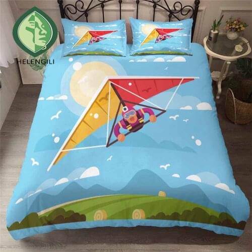HELENGILI 3D Bedding Set Paragliding Print Duvet Cover Set Bedclothes with Pillowcase Bed Set Home Textiles #YC-303