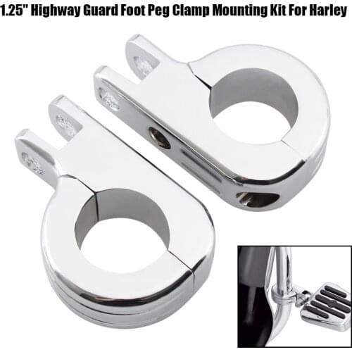 Chrome Motorcycle 32mm 1-1/4" Foot Rest Moto Foot Peg P-Clamp Mounting Kit Case For Harley Yamaha Suzuki Foot Peg Accessories