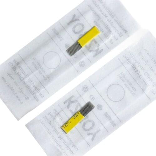 KZBOY 50PCS Flat Dual Rows Microblading Needles 0.25mm Diameter with Individually Package for Permanent Makeup Supplies