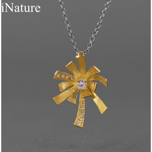 INATURE 925 Sterling Silver Personality Fireworks Pendant Choker Necklace for Women Fine Jewelry Party Gift