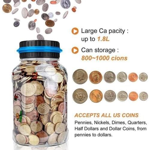 Digital Counting Money Jar 1.8L Piggy Bank Counter LCD Counting Coin Storage Box For USD EUR GBP AUD Creative Money Boxes