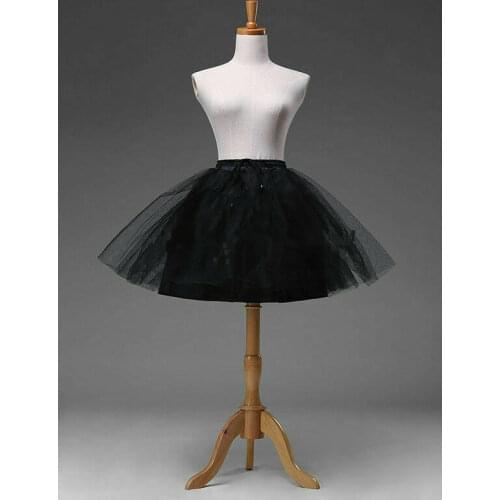 Short Petticoat Crinoline Underskirt Tutu Bridal Wedding Dress Skirt Slips Black