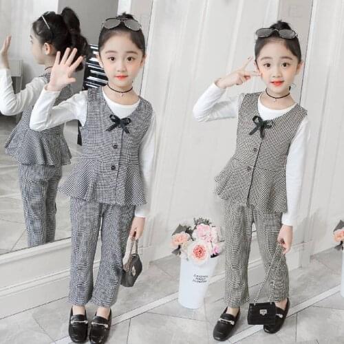 4-13 Girl Clothes Fashion 2020 Spring Autumn Casual Girls Suit 3Pcs Sets Long Sleeve T Shirt +Vest+Pant Baby Girls Clothes Set