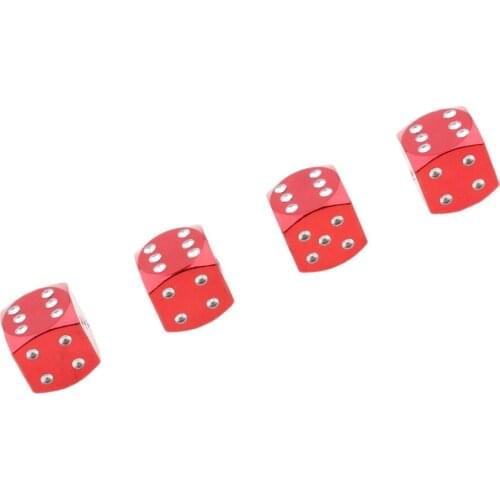 4 Pieces Aluminum Alloy Dice Valve Caps Cover Universal for Car Bike Motorcycle Red