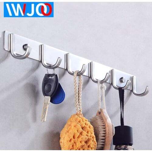Robe Hook Key Stainless Steel Towel Hook Bathroom Hat Bag Coat Hook Rack Wall Mounted Clothes Hook Hangers Bathroom Hardware