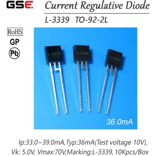 L-3339 36.0MA TO-92-2L CRD / CURRENT REGULATIVE DIODE NEW 10PCS/LOT