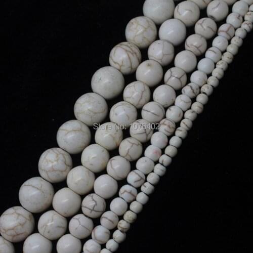 Mini. Oder is $7!4,6,8,10,12mm White Turquoises Round Spacer Loose Beads 15"